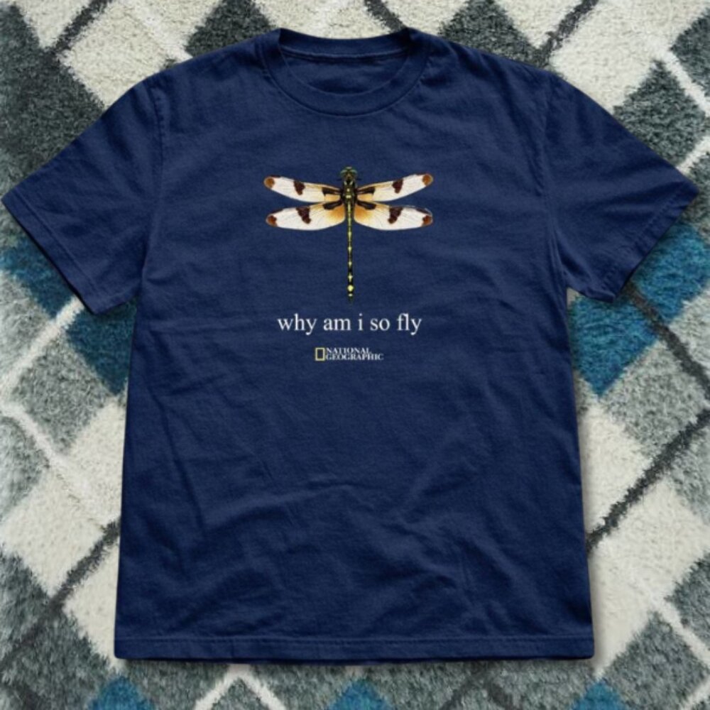 Navy - National Geographic Dragonfly Tee Why Am I So Fly Insects T-Shirt reprint